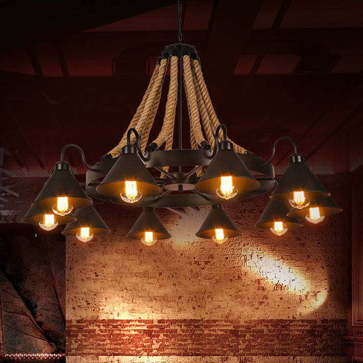 Industrial Metal Cone Shade Chandeliers - 6/8/10 Light Options, Vintage Design, Modern Lighting Solutions