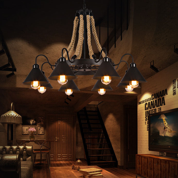 Industrial Metal Cone Shade Chandeliers - 6/8/10 Light Options, Vintage Design, Modern Lighting Solutions
