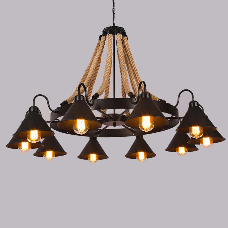 Industrial Metal Cone Shade Chandeliers - 6/8/10 Light Options, Vintage Design, Modern Lighting Solutions