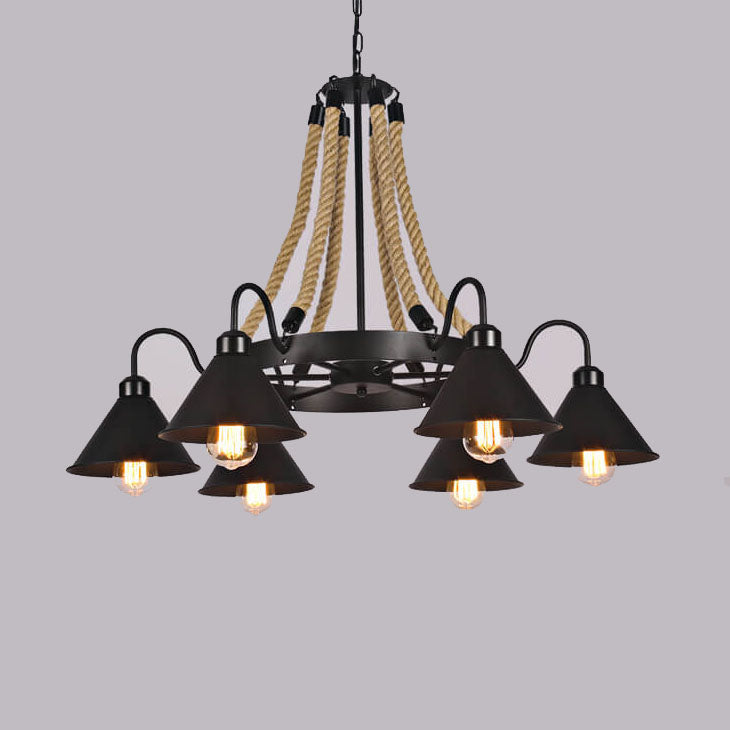 Industrial Metal Cone Shade Chandeliers - 6/8/10 Light Options, Vintage Design, Modern Lighting Solutions