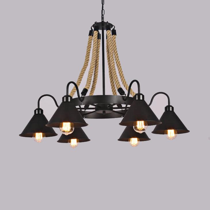 Industrial Metal Cone Shade Chandeliers - 6/8/10 Light Options, Vintage Design, Modern Lighting Solutions