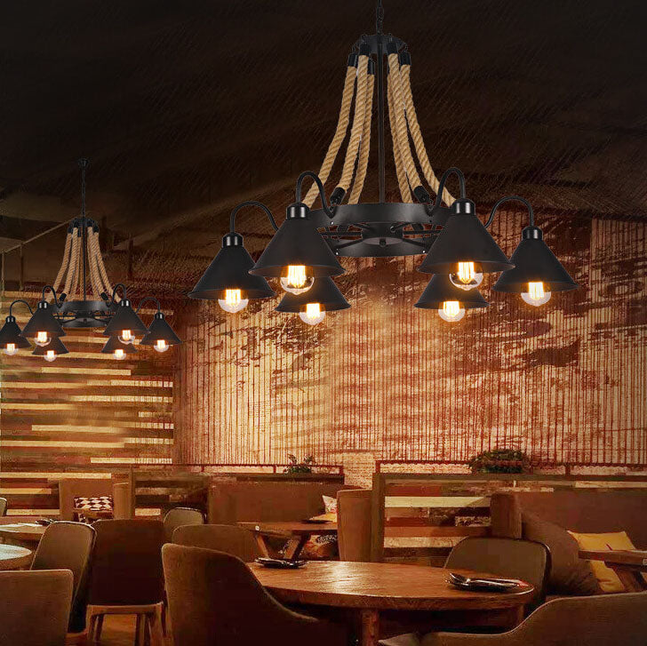 Industrial Metal Cone Shade Chandeliers - 6/8/10 Light Options, Vintage Design, Modern Lighting Solutions