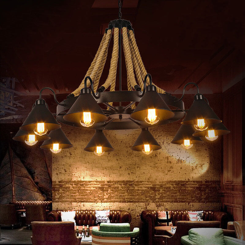 Industrial Metal Cone Shade Chandeliers - 6/8/10 Light Options, Vintage Design, Modern Lighting Solutions