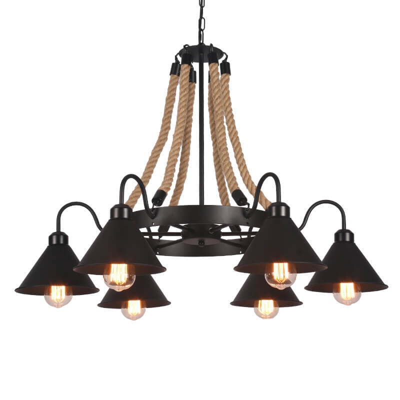 Industrial Metal Cone Shade Chandeliers - 6/8/10 Light Options, Vintage Design, Modern Lighting Solutions