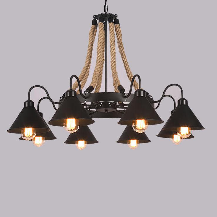 Industrial Metal Cone Shade Chandeliers - 6/8/10 Light Options, Vintage Design, Modern Lighting Solutions