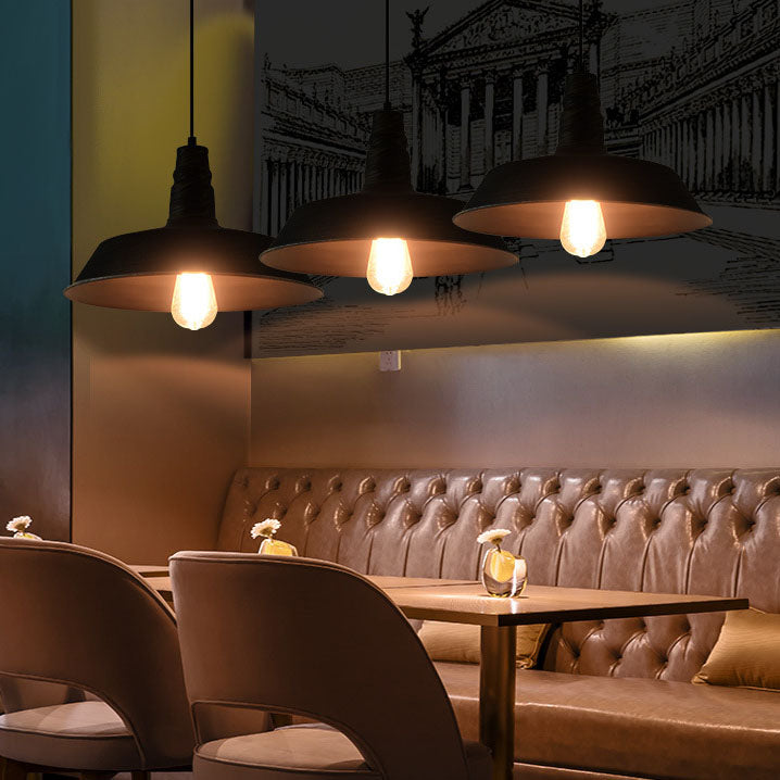Contemporary Industrial Round Iron 1-Light Pendant for Living Room