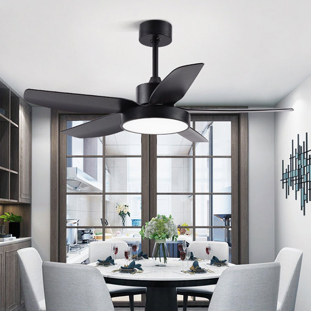 46 Inch LED Ceiling Fan with Remote, 6-Speed Downrod, 5 Quiet Reversible Blades