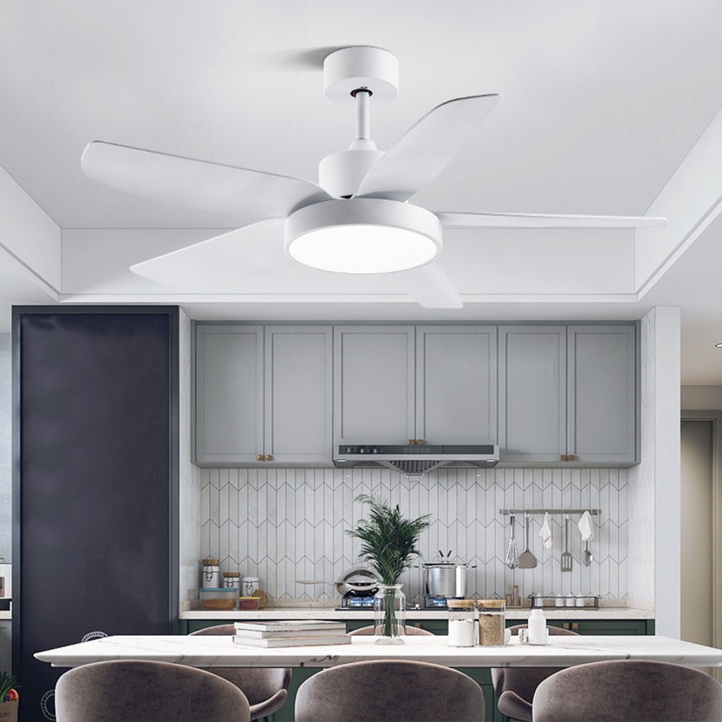 46 Inch LED Ceiling Fan with Remote, 6-Speed Downrod, 5 Quiet Reversible Blades
