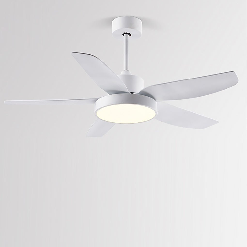 46 Inch LED Ceiling Fan with Remote, 6-Speed Downrod, 5 Quiet Reversible Blades