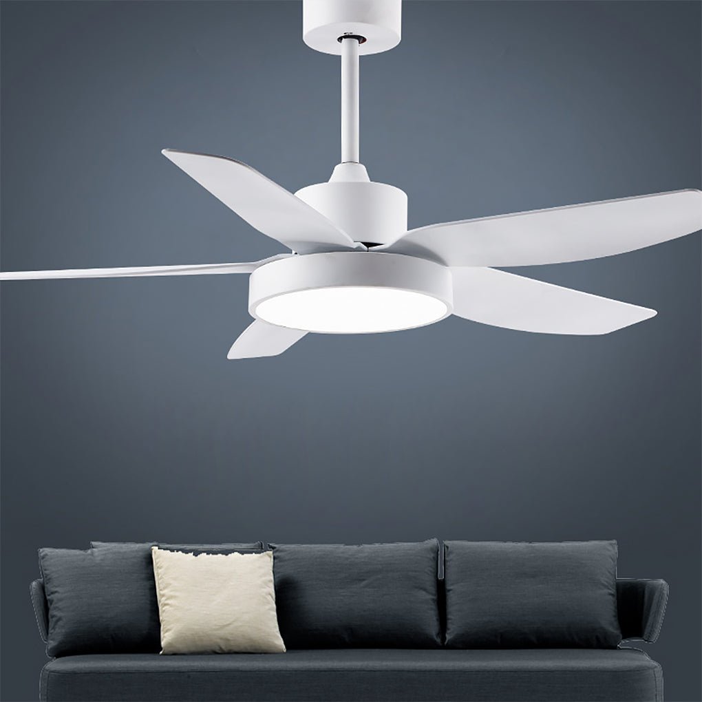 46 Inch LED Ceiling Fan with Remote, 6-Speed Downrod, 5 Quiet Reversible Blades
