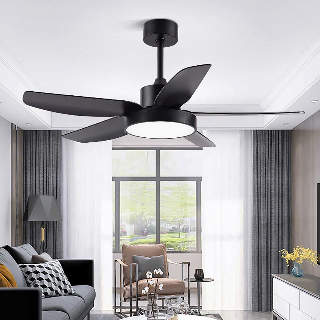 46 Inch LED Ceiling Fan with Remote, 6-Speed Downrod, 5 Quiet Reversible Blades