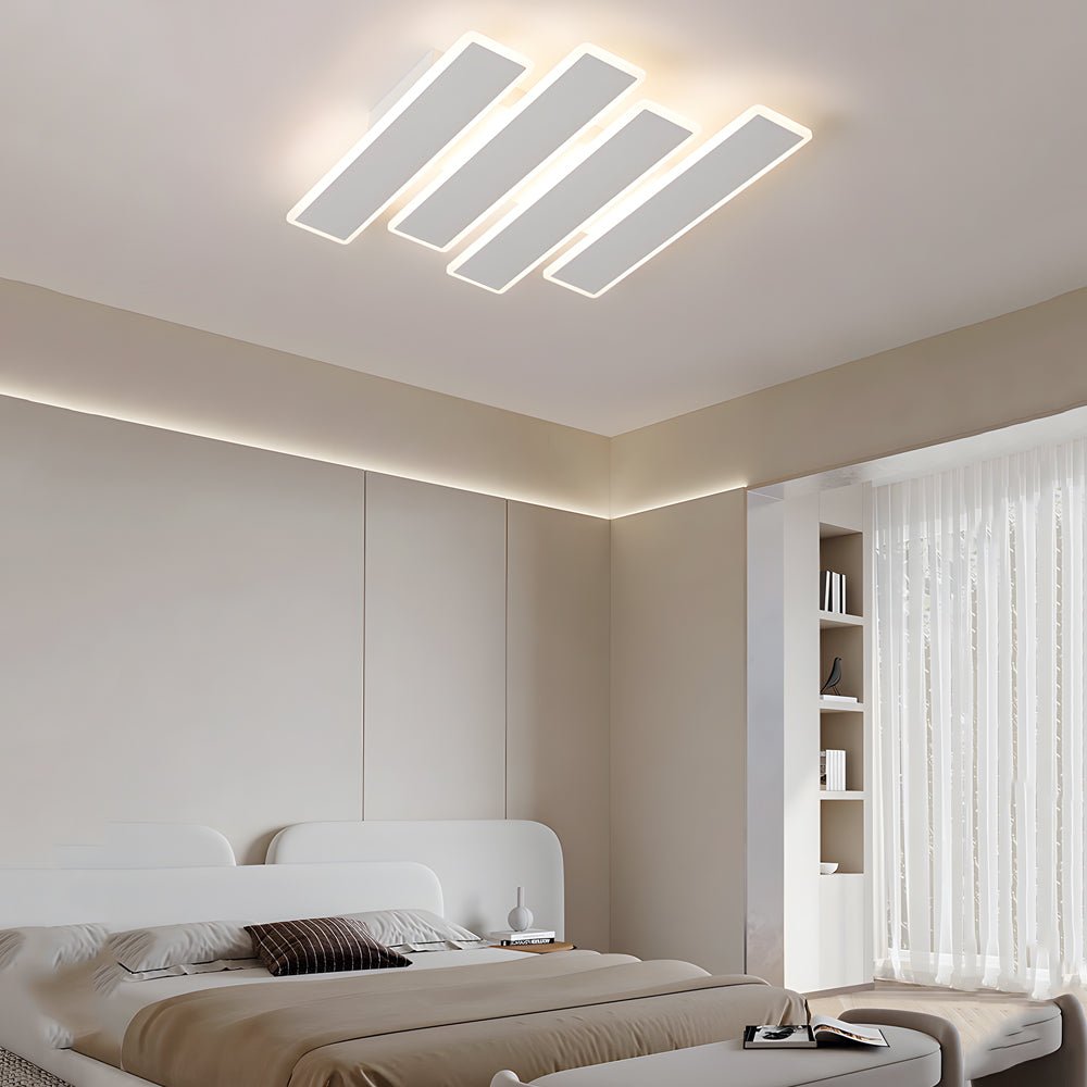 4/6-Lights Dimmable LED Ceiling Light - White Metal Fixture