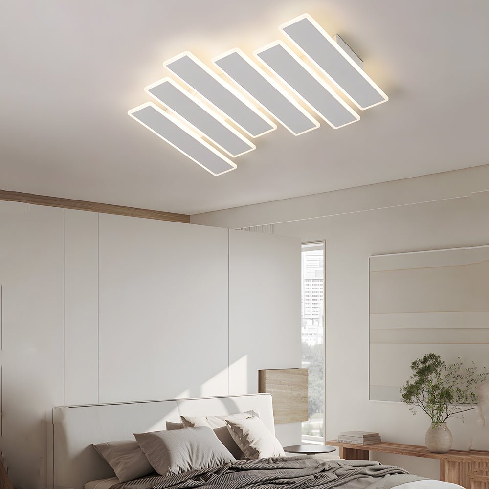 4/6-Lights Dimmable LED Ceiling Light - White Metal Fixture