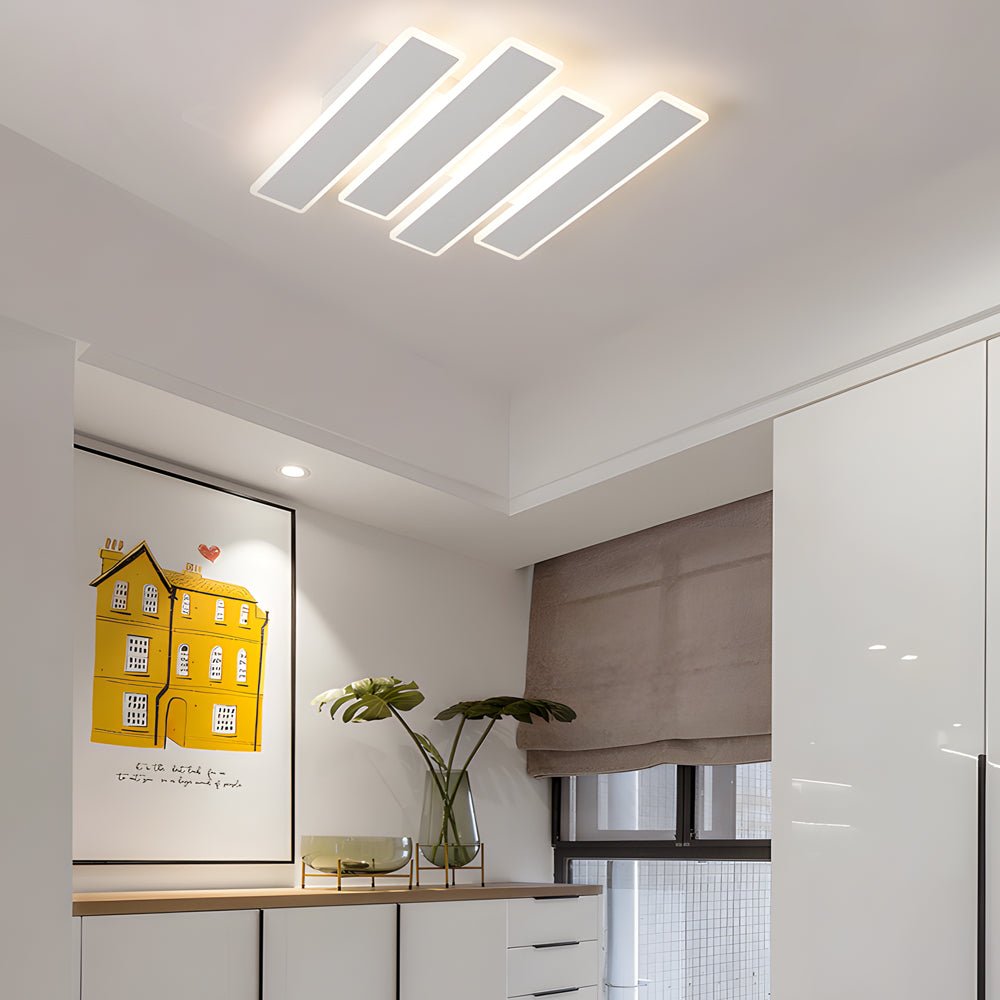 4/6-Lights Dimmable LED Ceiling Light - White Metal Fixture