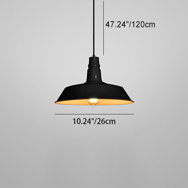 Contemporary Industrial Round Iron 1-Light Pendant for Living Room