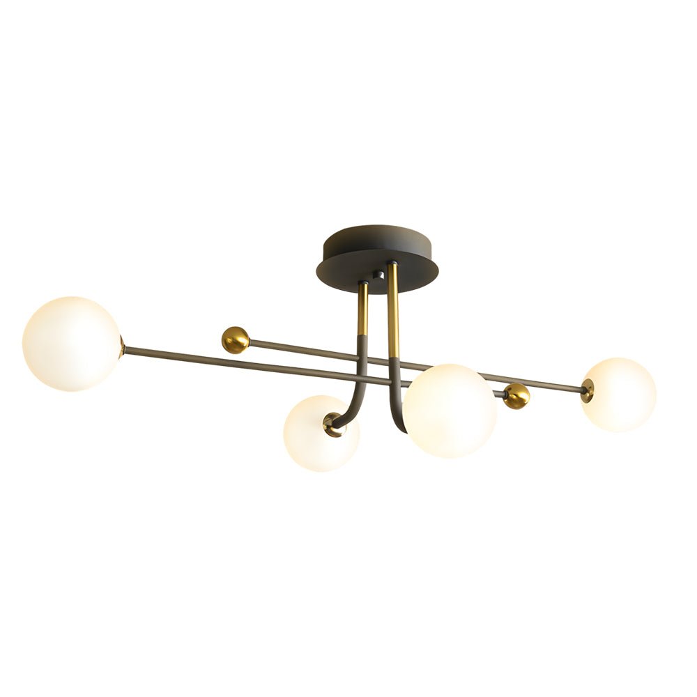 Modern Sputnik Globe Semi-Flush Mount Light with White Glass Shade - 4/6/8 Lights