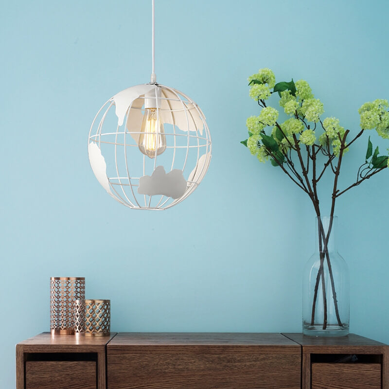 Contemporary Round Earth Iron 1-Light Pendant Light for Living Room