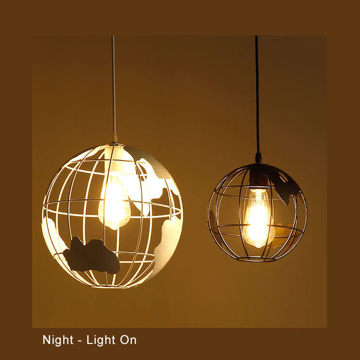 Contemporary Round Earth Iron 1-Light Pendant Light for Living Room