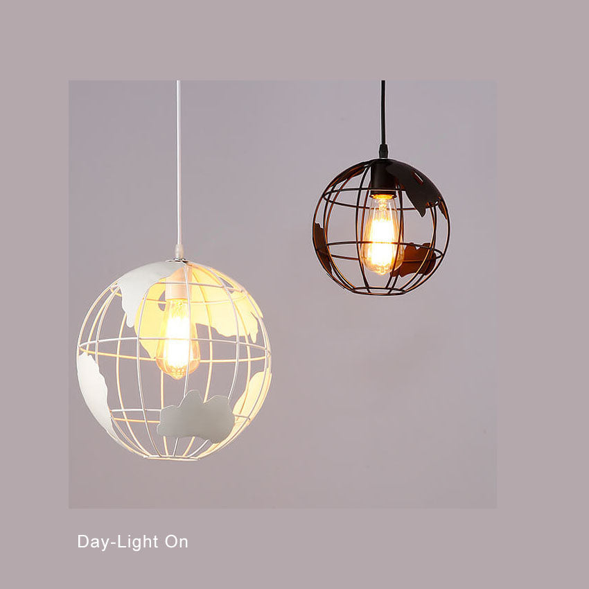 Contemporary Round Earth Iron 1-Light Pendant Light for Living Room
