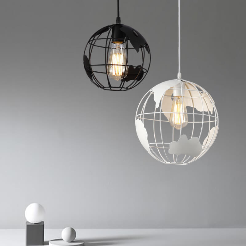 Contemporary Round Earth Iron 1-Light Pendant Light for Living Room