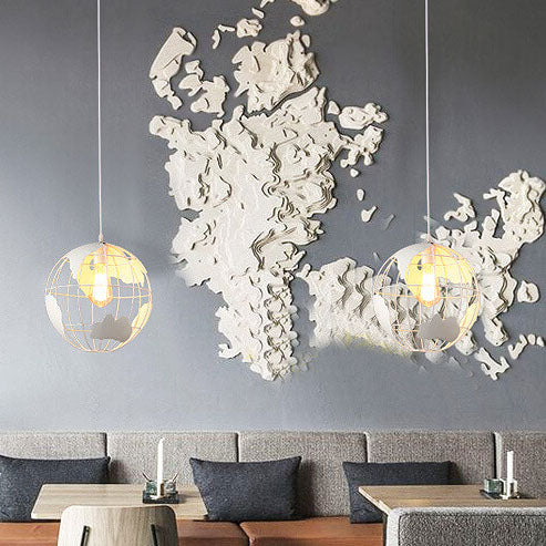 Contemporary Round Earth Iron 1-Light Pendant Light for Living Room