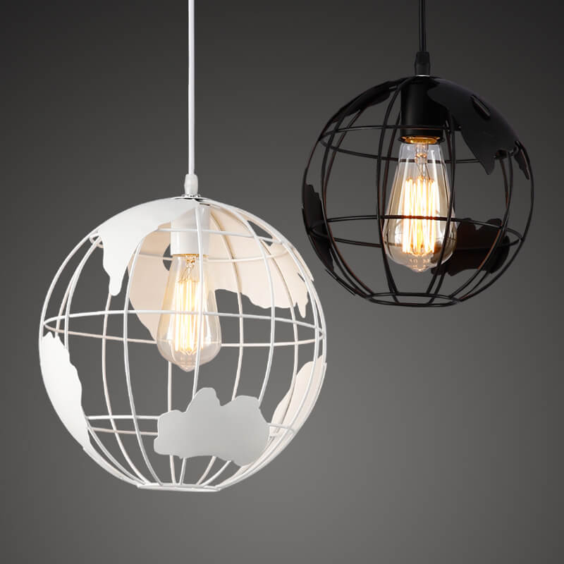 Contemporary Round Earth Iron 1-Light Pendant Light for Living Room
