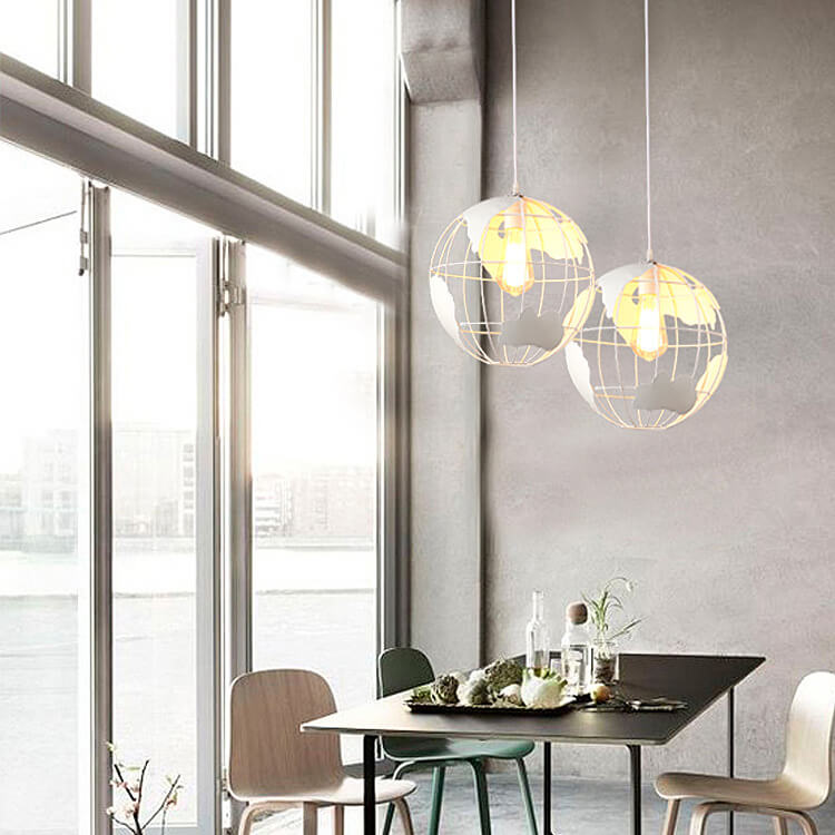 Contemporary Round Earth Iron 1-Light Pendant Light for Living Room