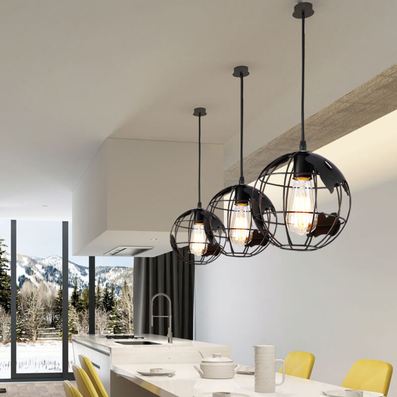 Contemporary Round Earth Iron 1-Light Pendant Light for Living Room