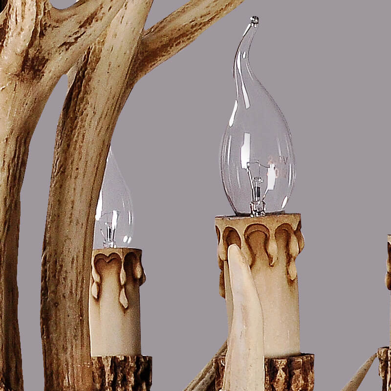 Contemporary Industrial Antler Metal Resin 6-Light Chandelier for Living Room