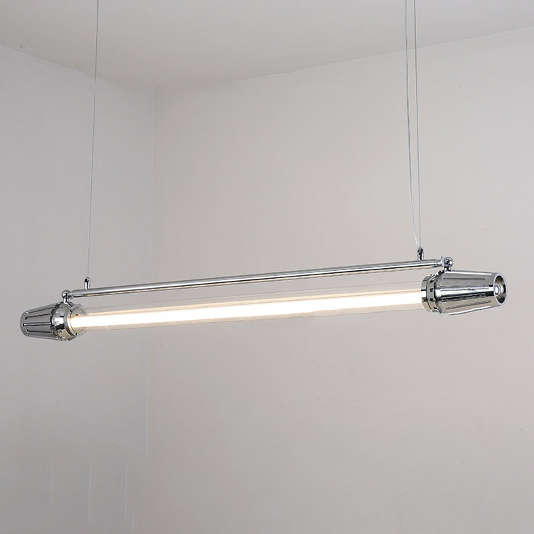 Contemporary Industrial LED Island Chandelier - Strip Aluminum & Acrylic Design for Dining Room