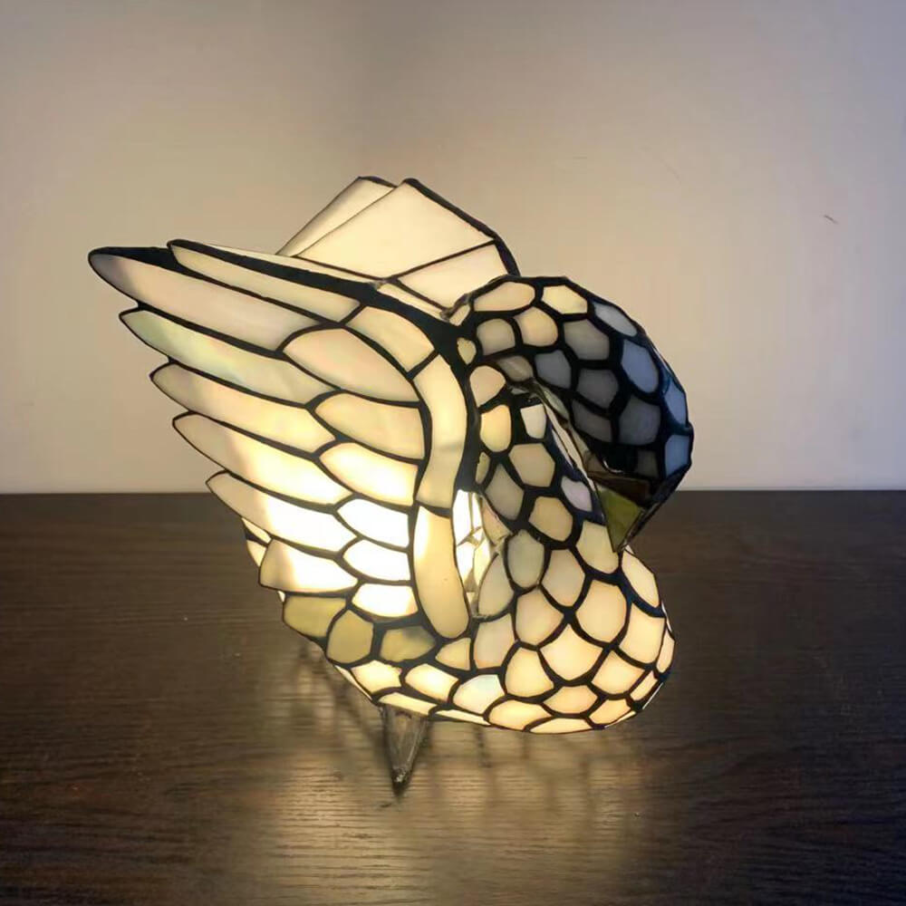 Tiffany Creative Animal Stained Glass 1-Light Decorative Table Lamp, Unique Art Nouveau Style, Vintage Tiffany Lamp, Handmade Stained Glass Lighting, Decorative Home Accent, Artistic Table Lamp for Living Room, Bedroom, Office, Kids Room, Gift Idea for An