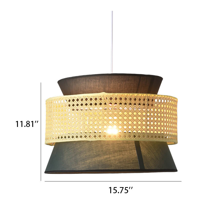 Modern Rattan Japanese Drum Pendant Light - 1-Light Fixture for Home Decor