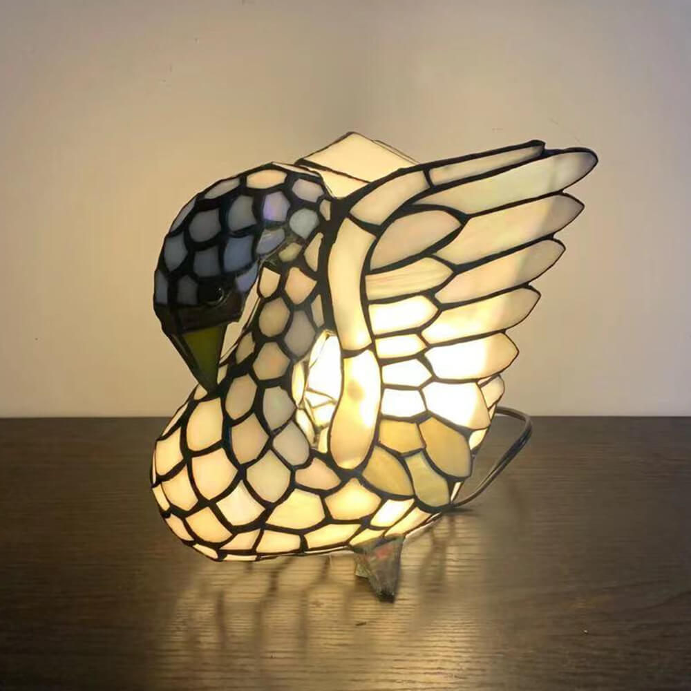 Tiffany Creative Animal Stained Glass 1-Light Decorative Table Lamp, Unique Art Nouveau Style, Vintage Tiffany Lamp, Handmade Stained Glass Lighting, Decorative Home Accent, Artistic Table Lamp for Living Room, Bedroom, Office, Kids Room, Gift Idea for An