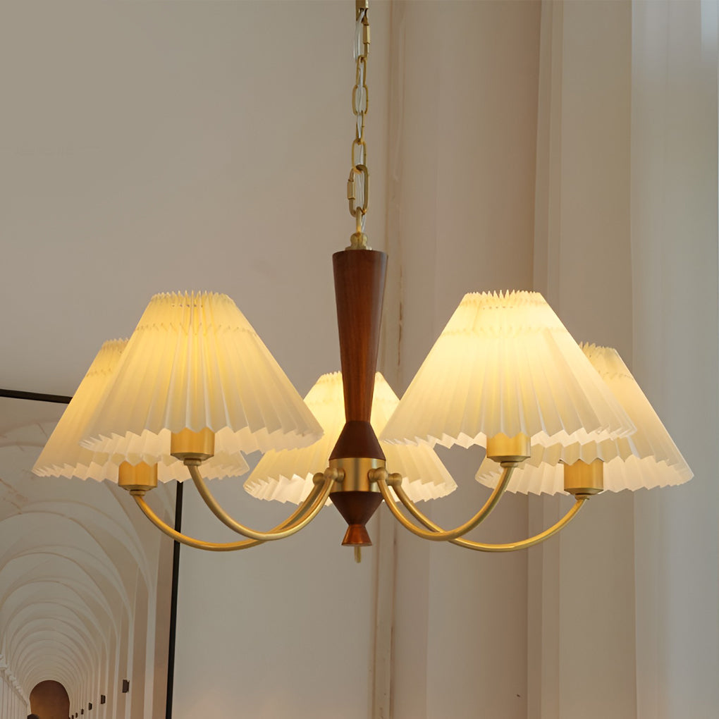 3-Light Pleated Lampshade LED Nordic Chandelier Pendant