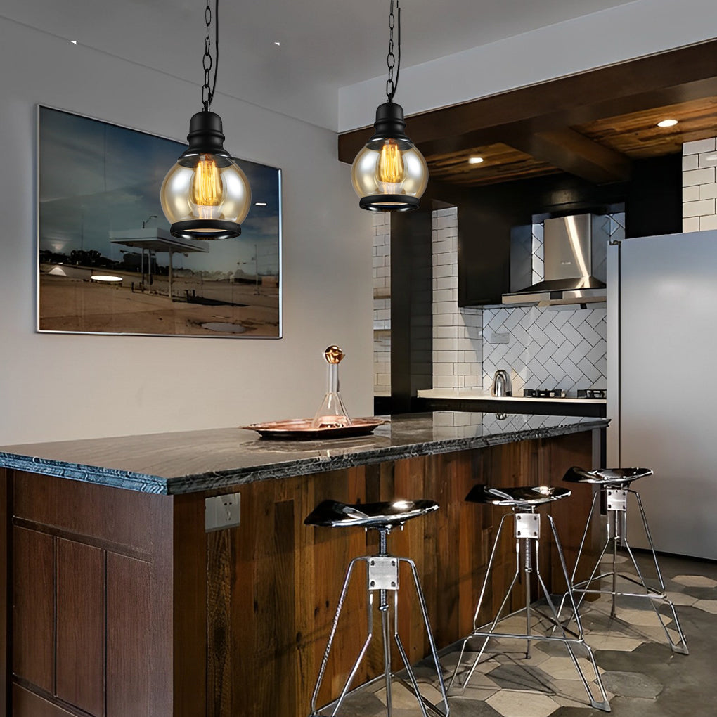Retro Brown Glass Industrial Pendant Light Chandelier