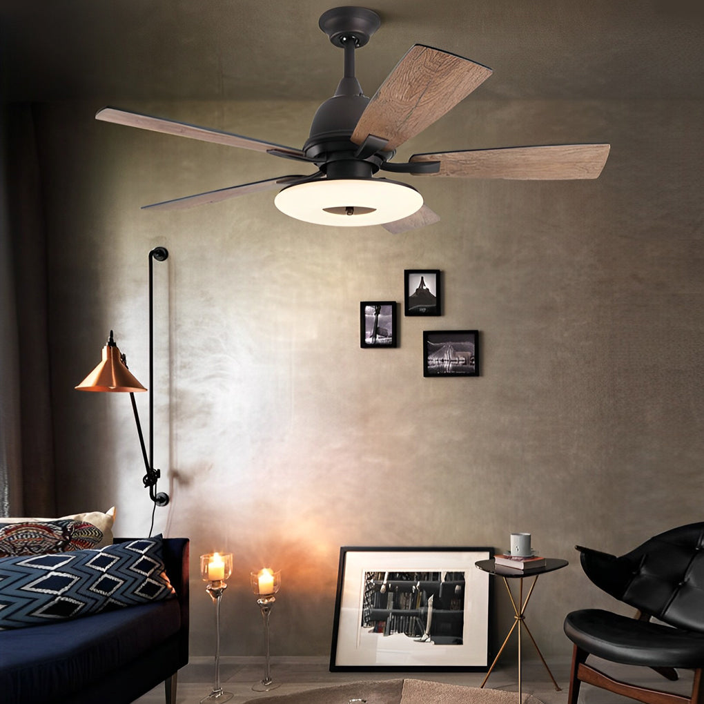 5 Blades Mute Dimmable LED Ceiling Fan with Remote - Nordic Style Modern Design