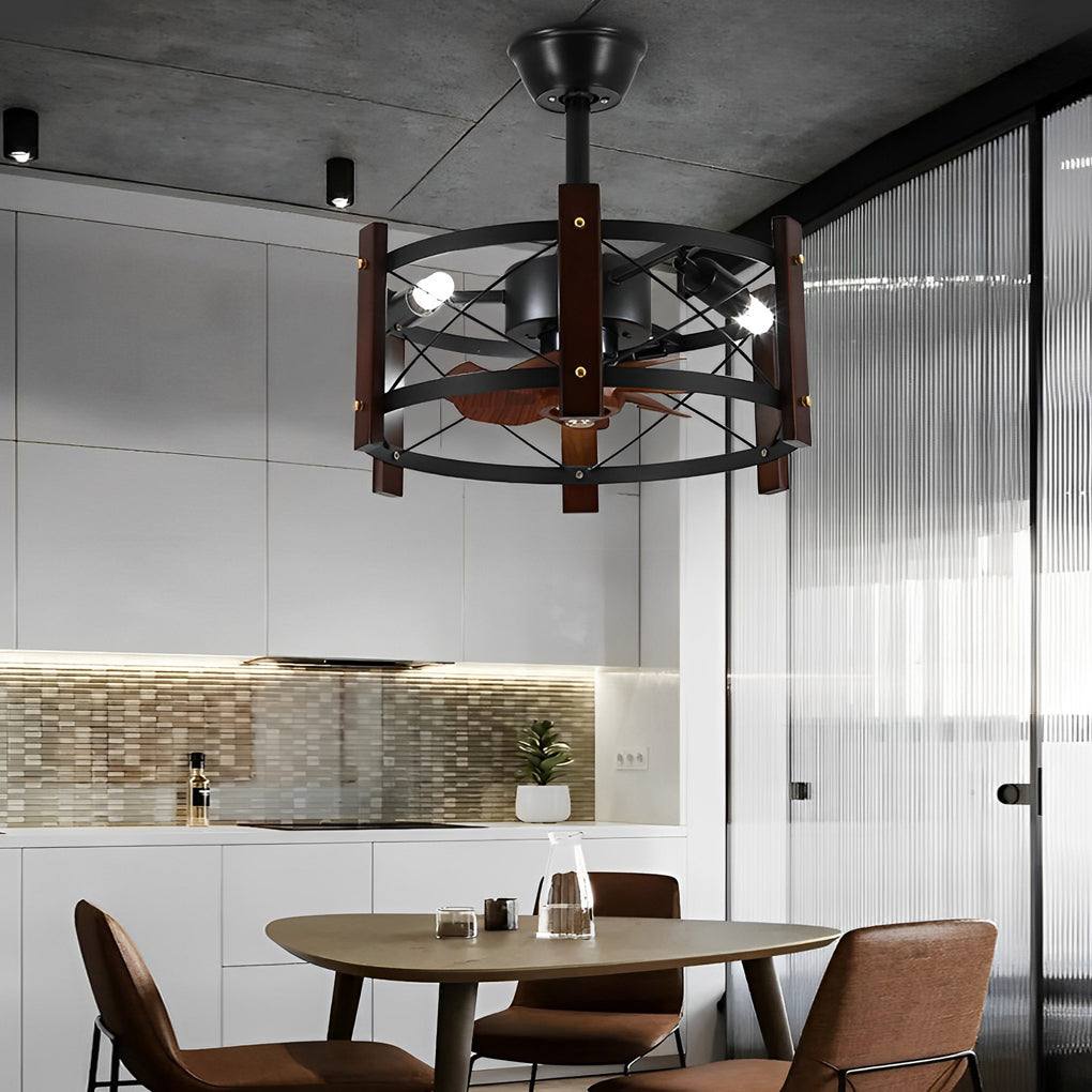 Retro Metal Bladeless Ceiling Fans with Chandelier - Modern Ceiling Light Fan, Stylish Home Decor, Energy Efficient Design, Quiet Operation, Vintage Charm
