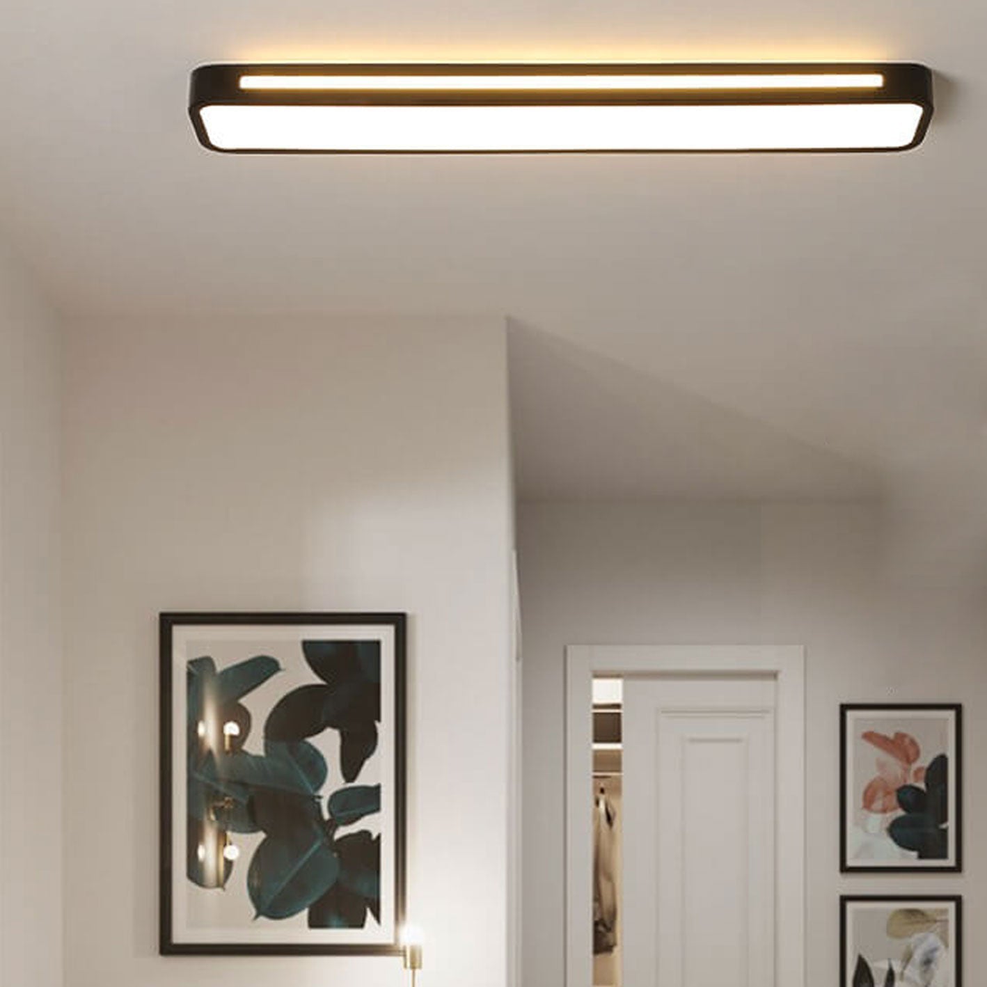 Nordic Minimalist Long LED Flush Mount Ceiling Light - Modern Design, Energy Efficient, Sleek Illumination