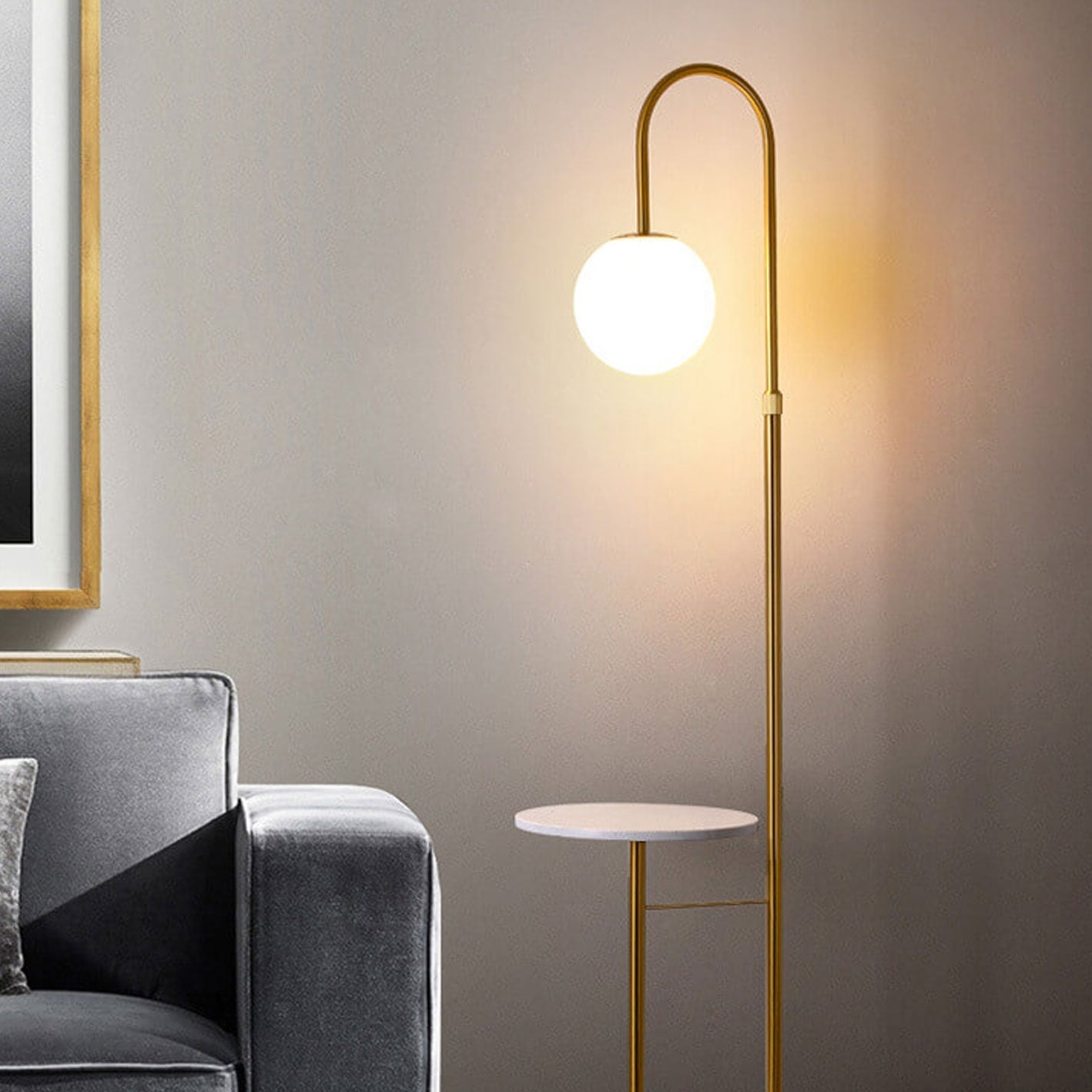 Nordic Minimalist Iron Marble Table LED Floor Lamp