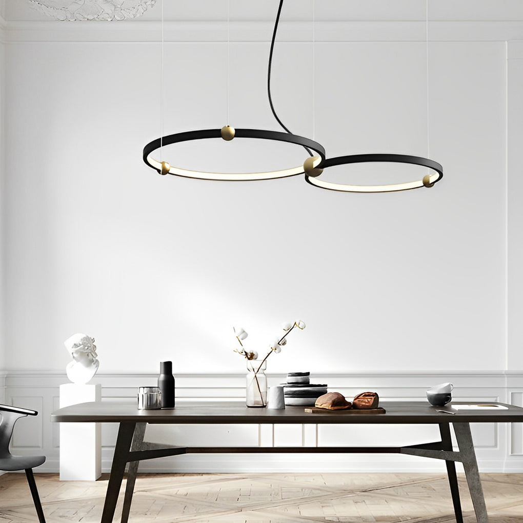 Circular Metal Black Chandelier - Post-Modern Creative Art Lighting