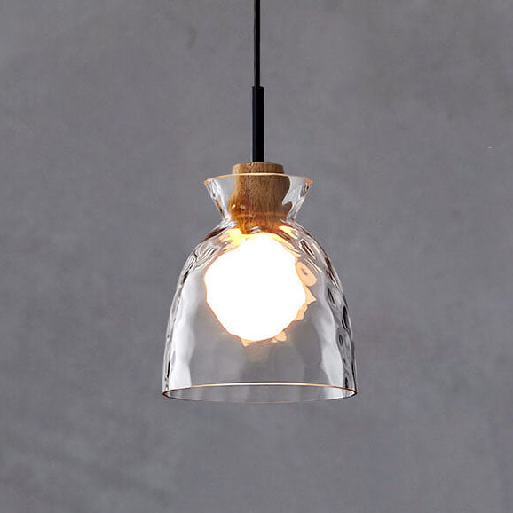 Nordic Clear Rippled Glass Pendant Light - 1-Light Shade, Modern Minimalist Design, Scandinavian Lighting, Home Decor, Kitchen Light Fixture