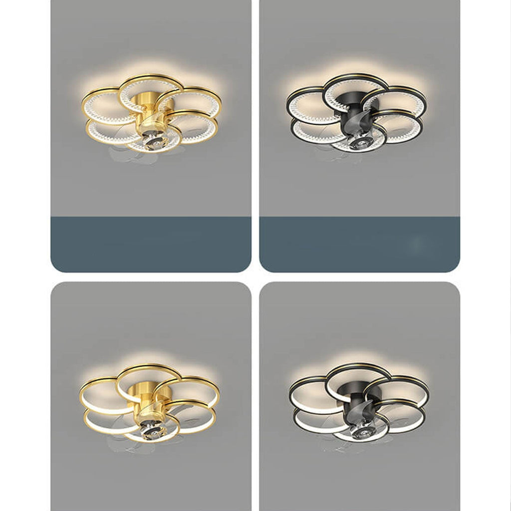 Modern Luxury Flower Petal LED Ceiling Fan Light Fixture