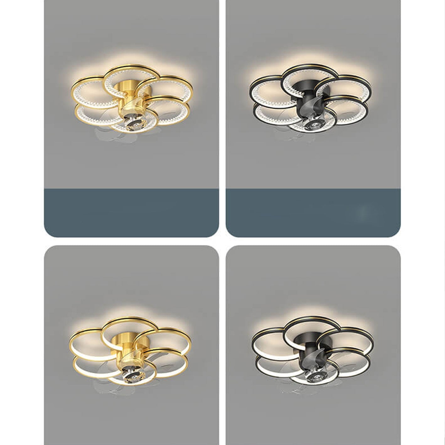 Modern Luxury Flower Petal LED Ceiling Fan Light Fixture