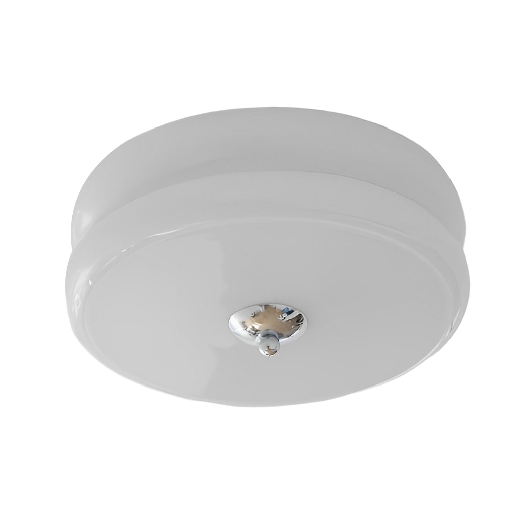 Round Glass Drum LED Ceiling Light - Three Step Dimming, Nordic Style Fixture
