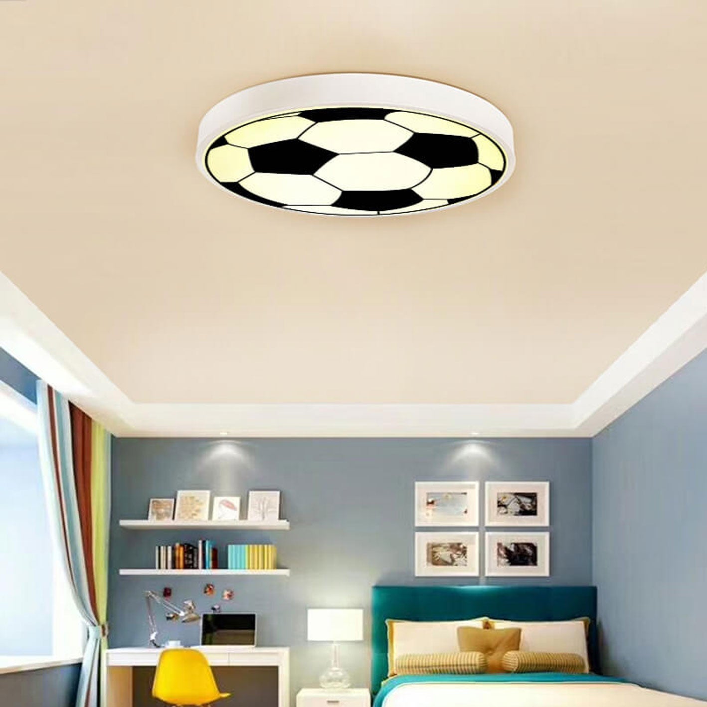 Cartoon Football LED Kids Flush Mount Ceiling Light