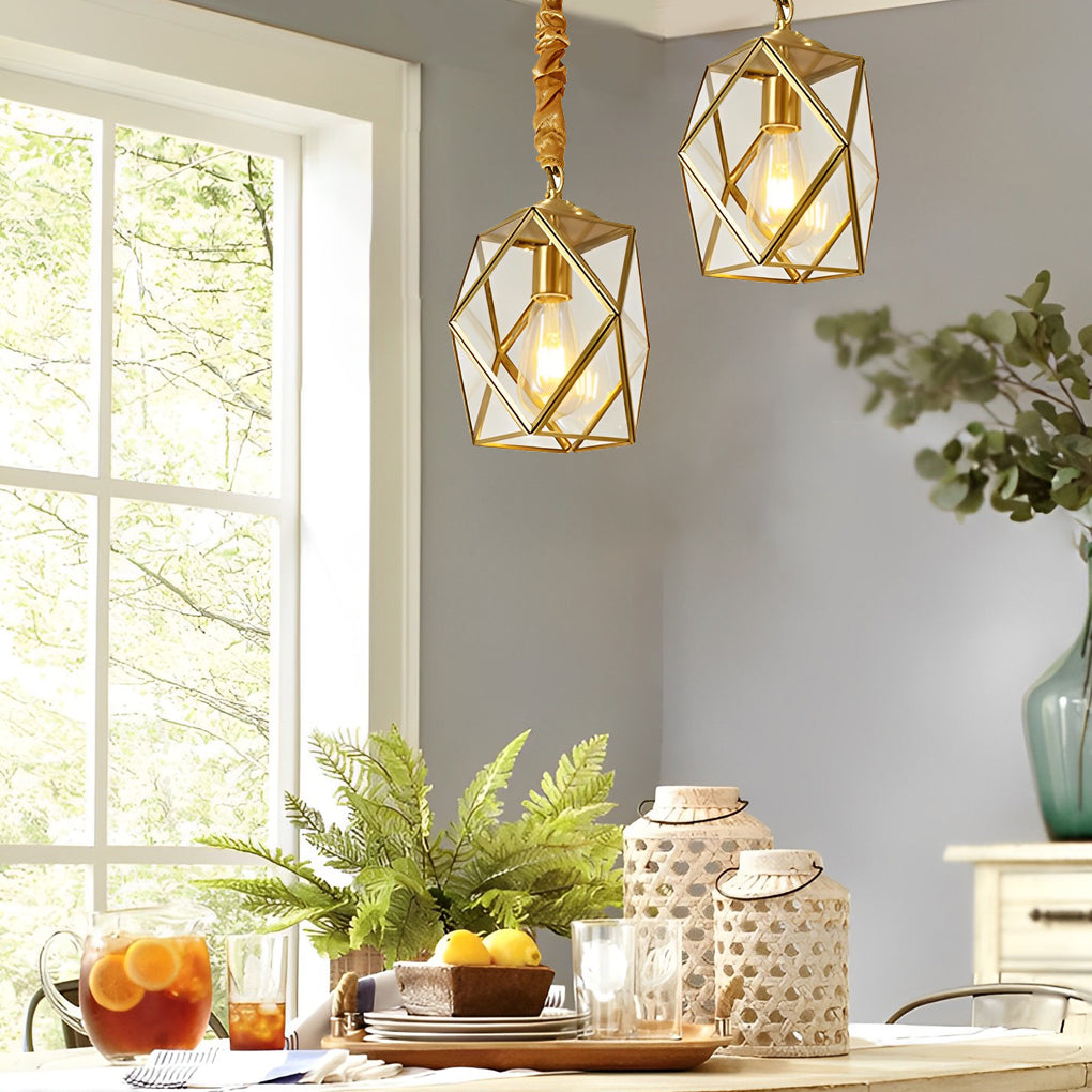 Retro Copper Industrial Chandelier - Small Glass Ceiling Light
