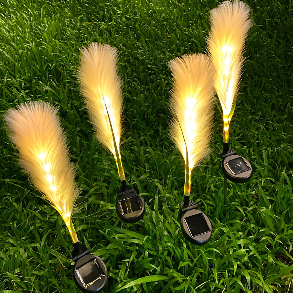2PCS Hairy Reed LED Solar Lawn Lamps - Solar Garden Lighting, Outdoor LED Lights, Eco-Friendly, Waterproof, Decorative Landscape Lighting