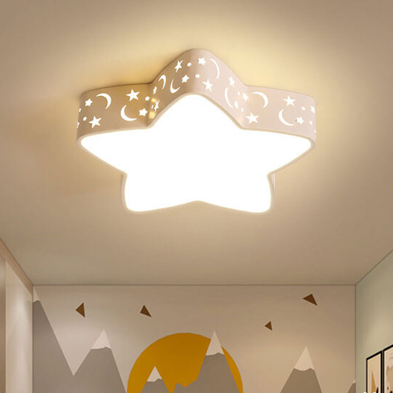 Cartoon Creative Star Shape LED Flush Mount Ceiling Light Fixture for Kids' Room, Nursery, Children’s Bedroom, Modern Ceiling Lamp, Cute Decorative Lighting, Energy-Efficient Star Pendant Light for Playroom or Baby Room