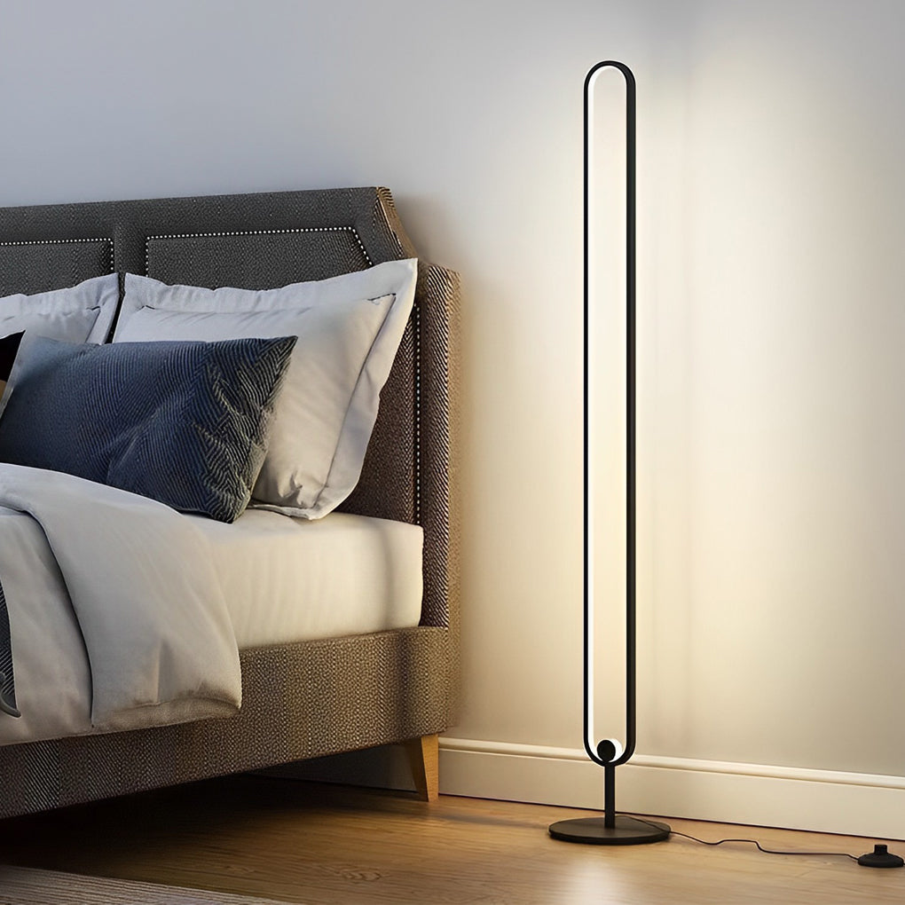 Modern Minimalist LED Oval Floor Lamp for Living Room, Bedroom, Home Decor, Adjustable Brightness, Energy Efficient Lighting