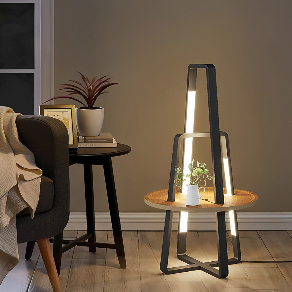 Modern 63 Inch Metal LED Tray Floor Lamp for Living Room
